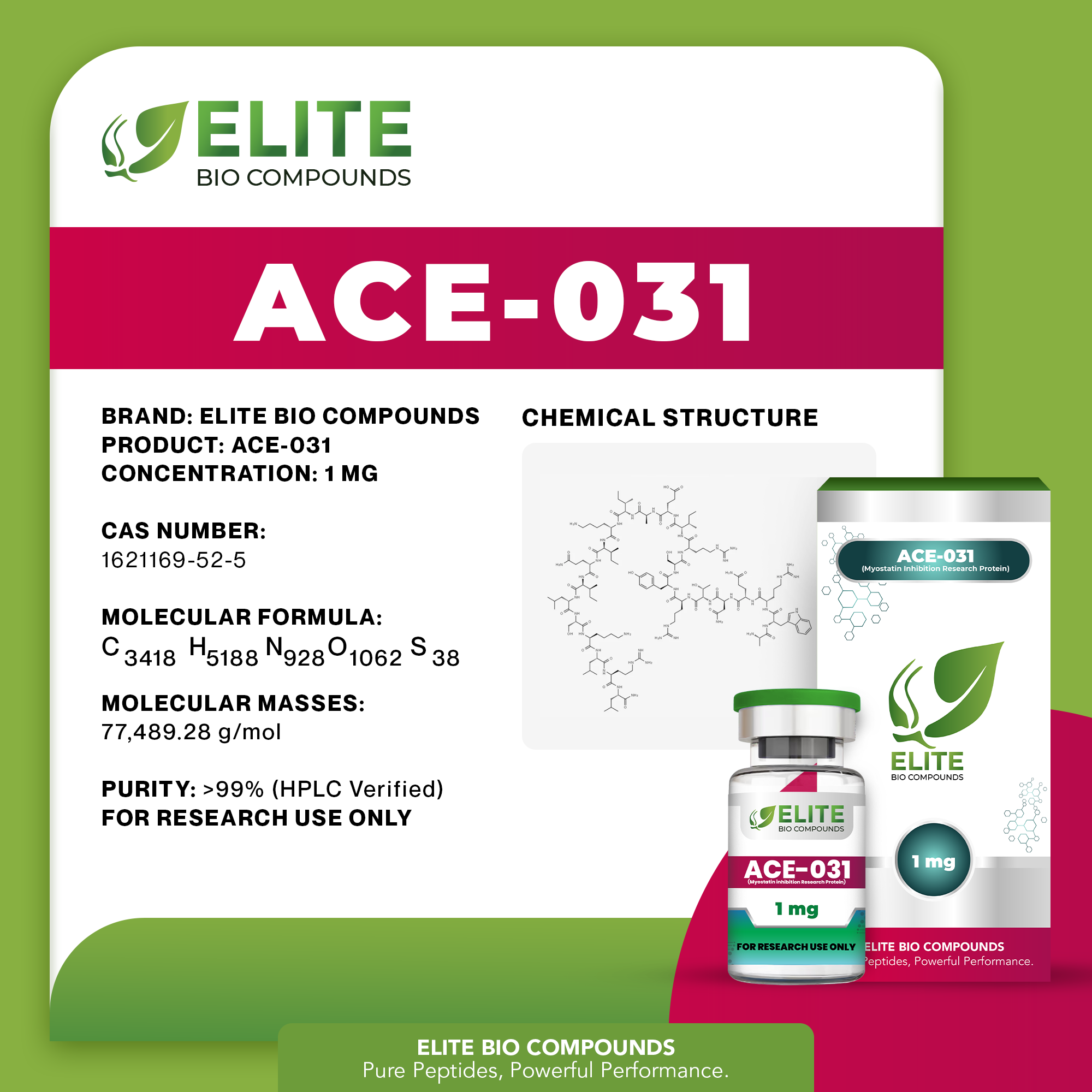 ACE-031 (1 mg) | Muscle Development Support Peptide | COA Verified