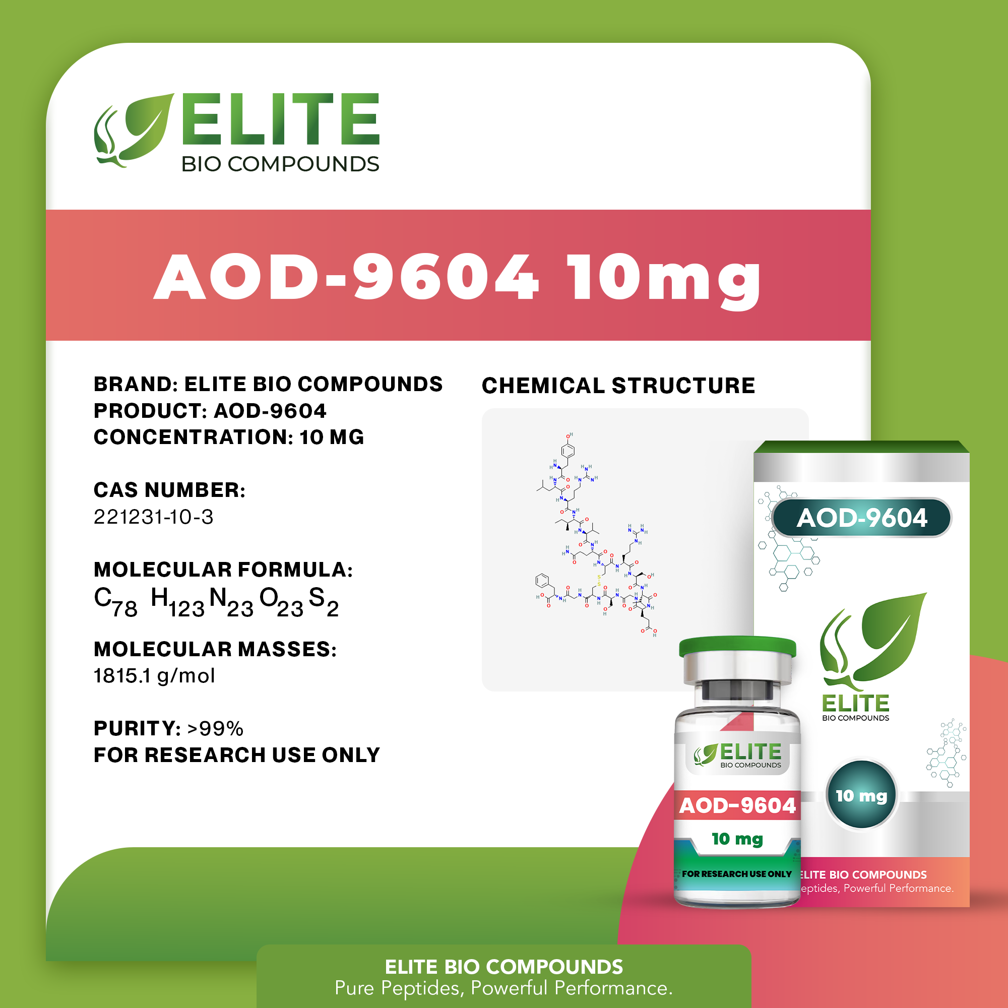 AOD-9604 10mg – Advanced Fat Metabolism & Wellness Support | COA Verified