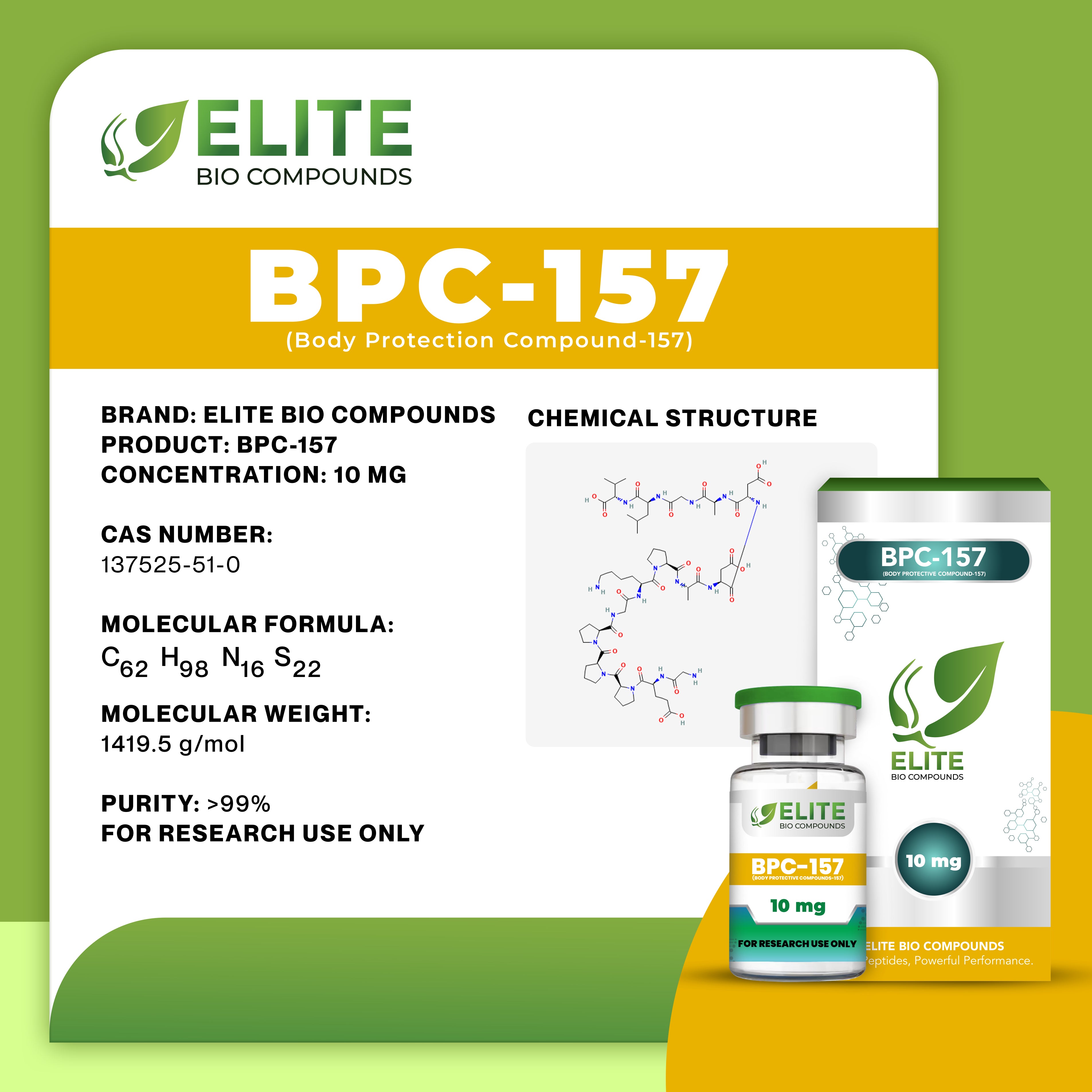 BPC-157 (Body Protection Compound-157) | Peptide for Tissue Repair & Recovery | COA Verified