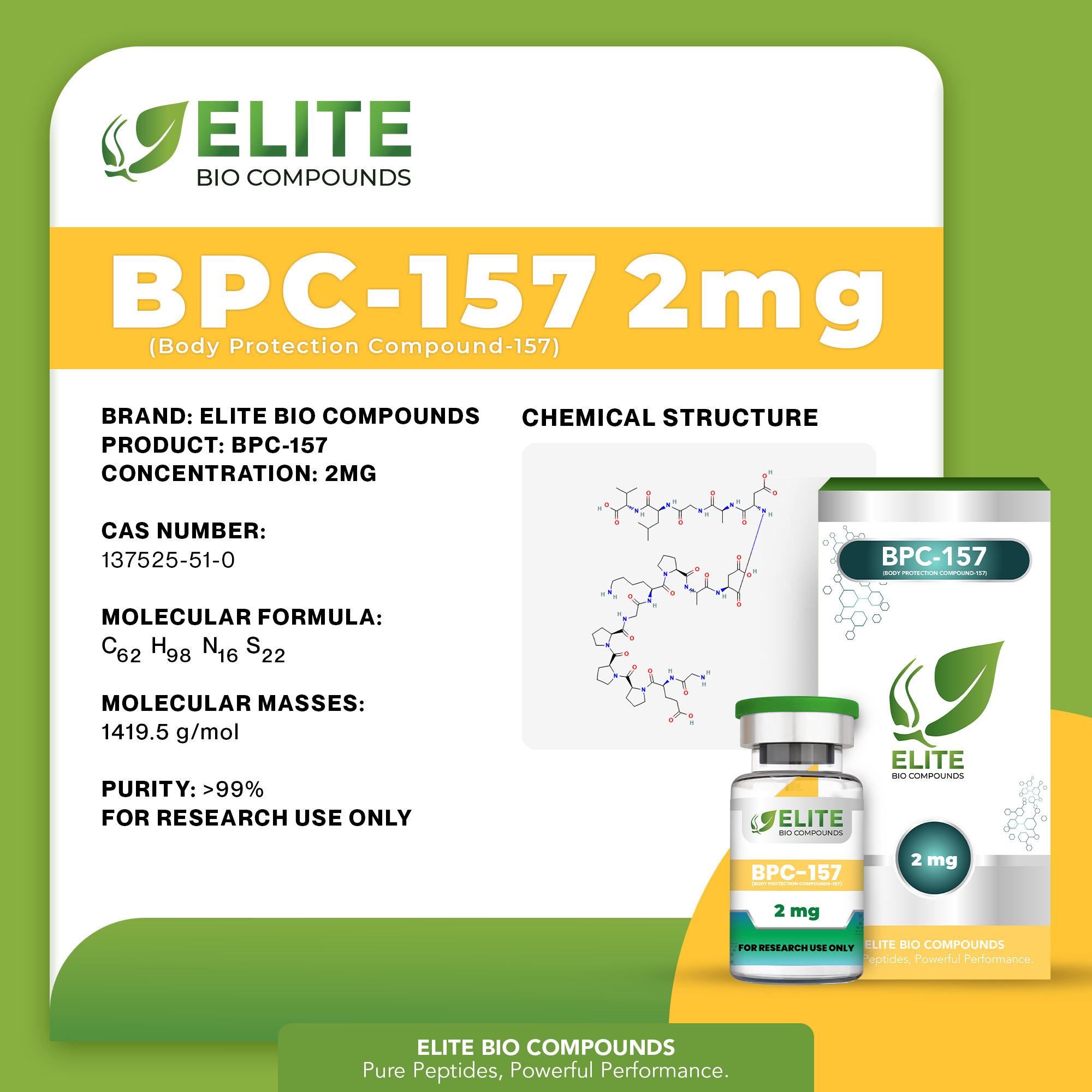 BPC-157 2MG - Tissue Recovery, Joint Support & Wellness Formula | COA Verified