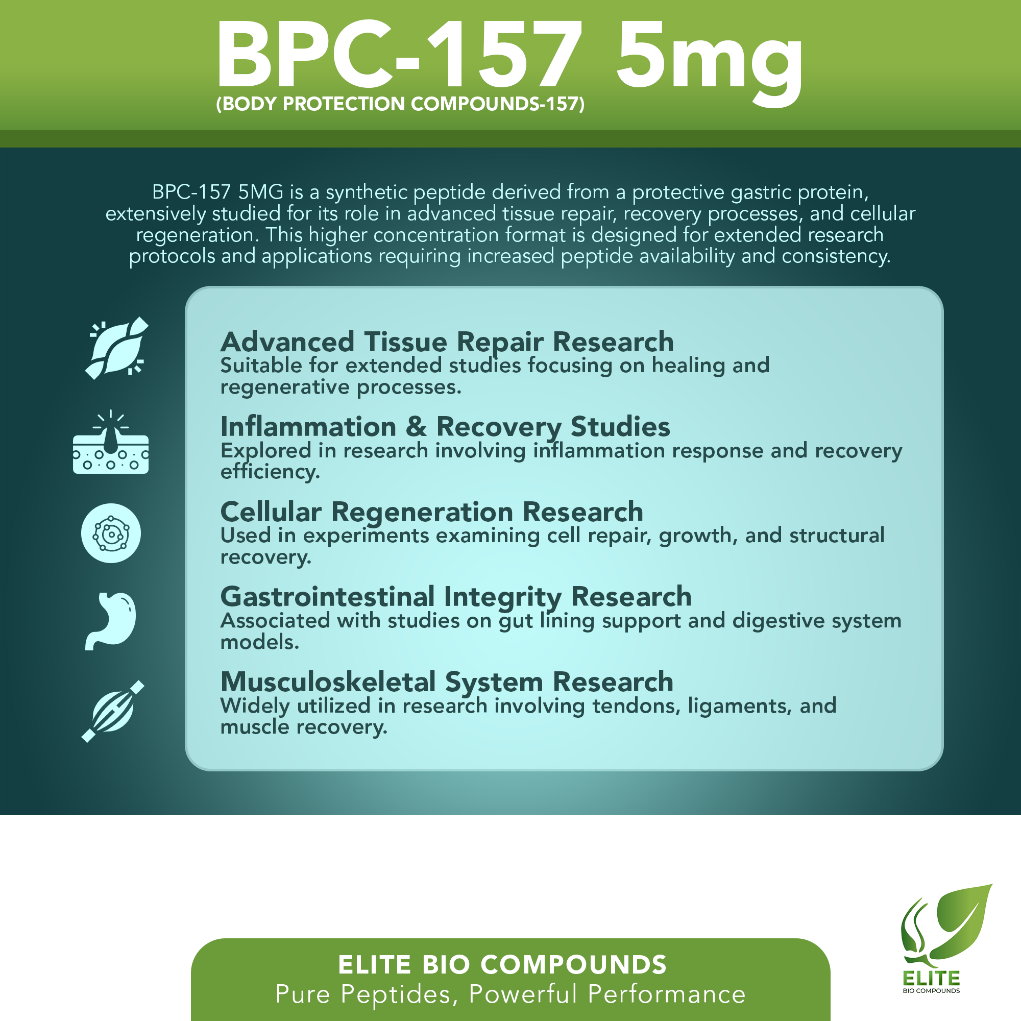 BPC-157 5mg – Tissue Recovery, Joint Support & Wellness Formula | COA Verified