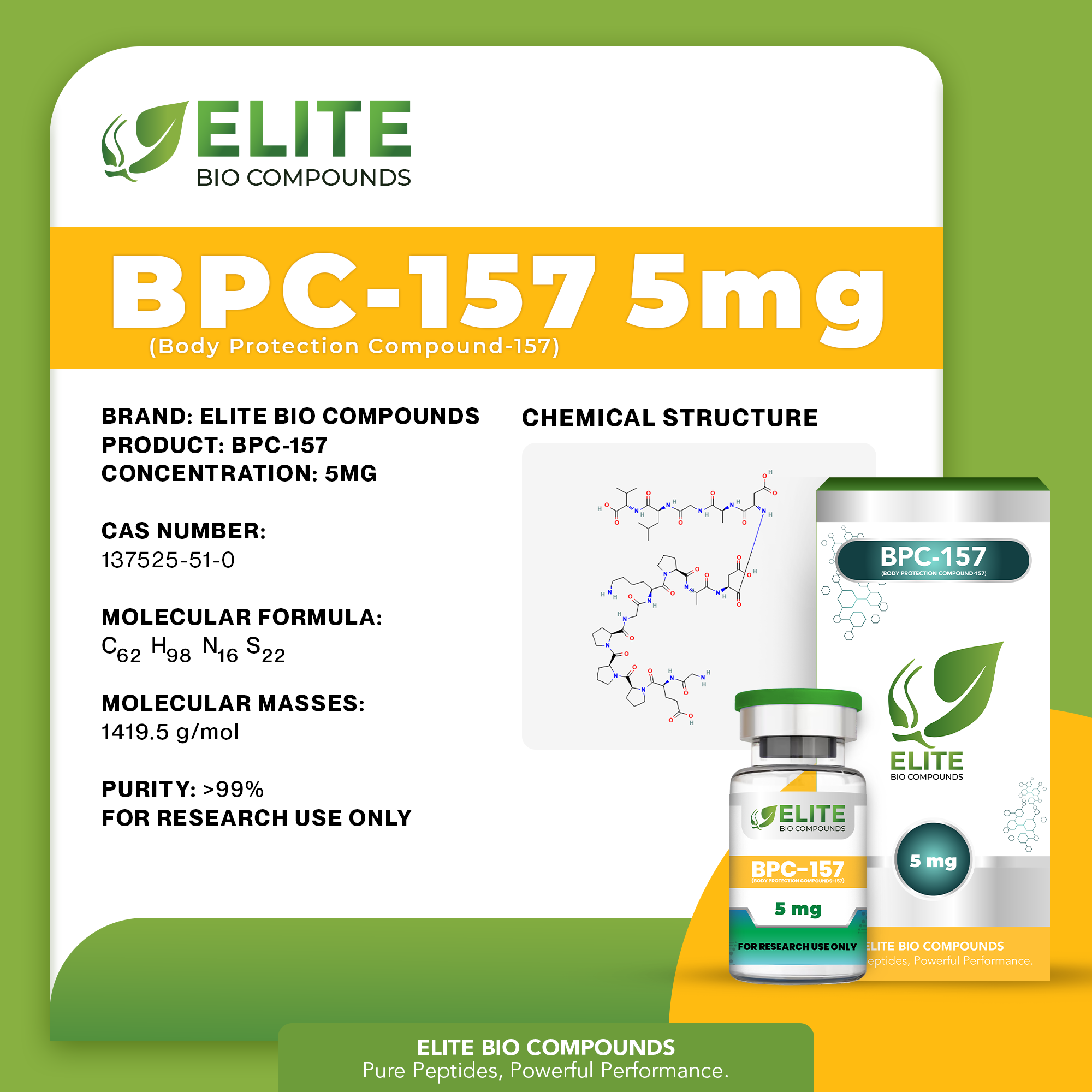 BPC-157 5mg – Tissue Recovery, Joint Support & Wellness Formula