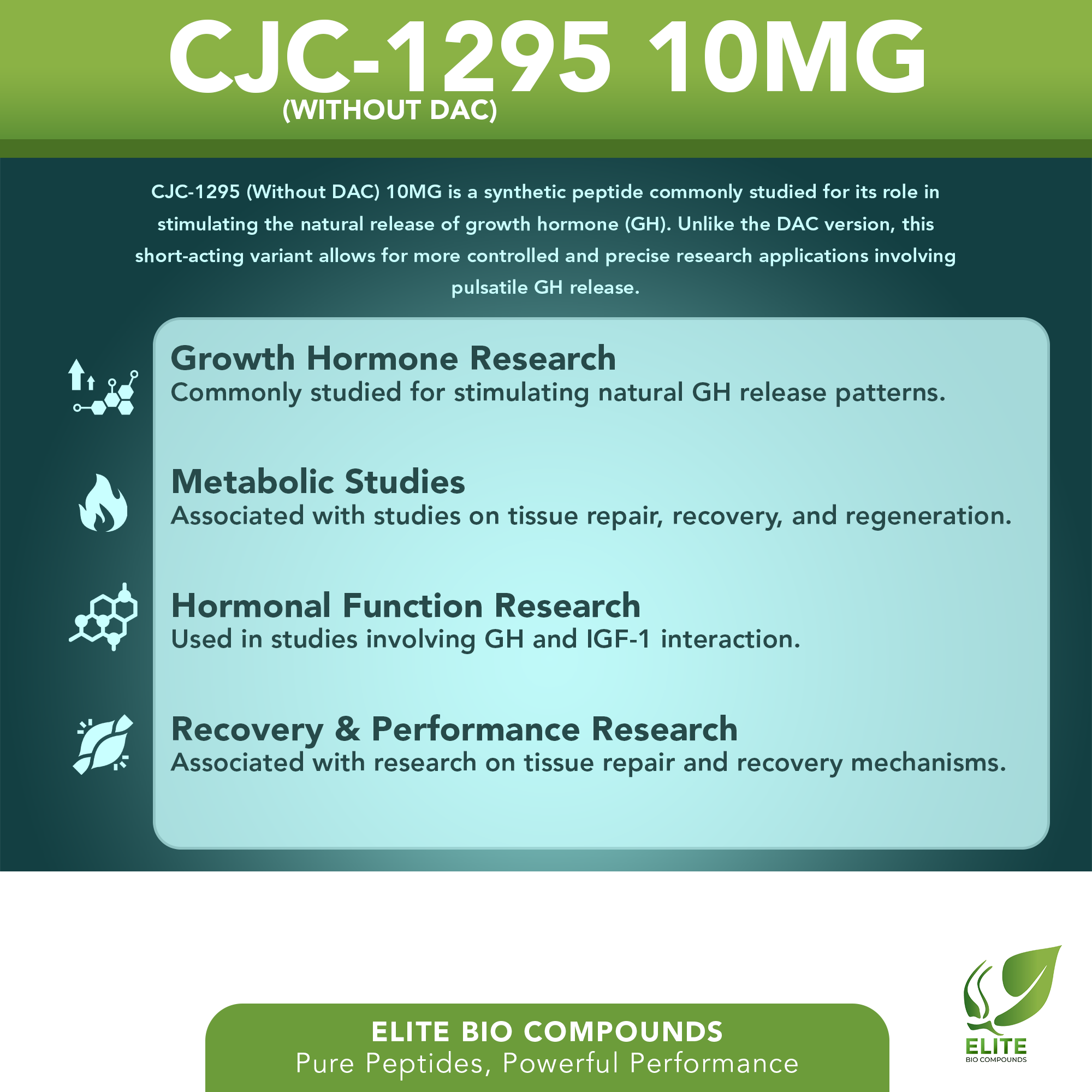 CJC-1295 Without DAC 10mg – Supports Muscle Growth, Endurance & Active Lifestyle | COA Verified