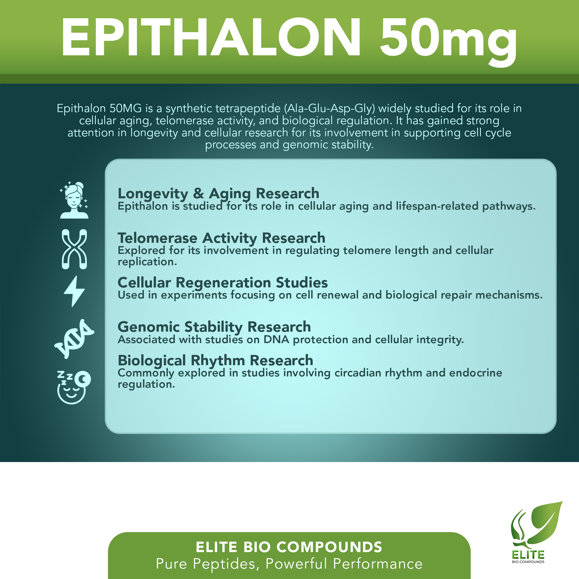 Epithalon 50mg – Advanced Longevity & Wellness Support Formula | COA Verified