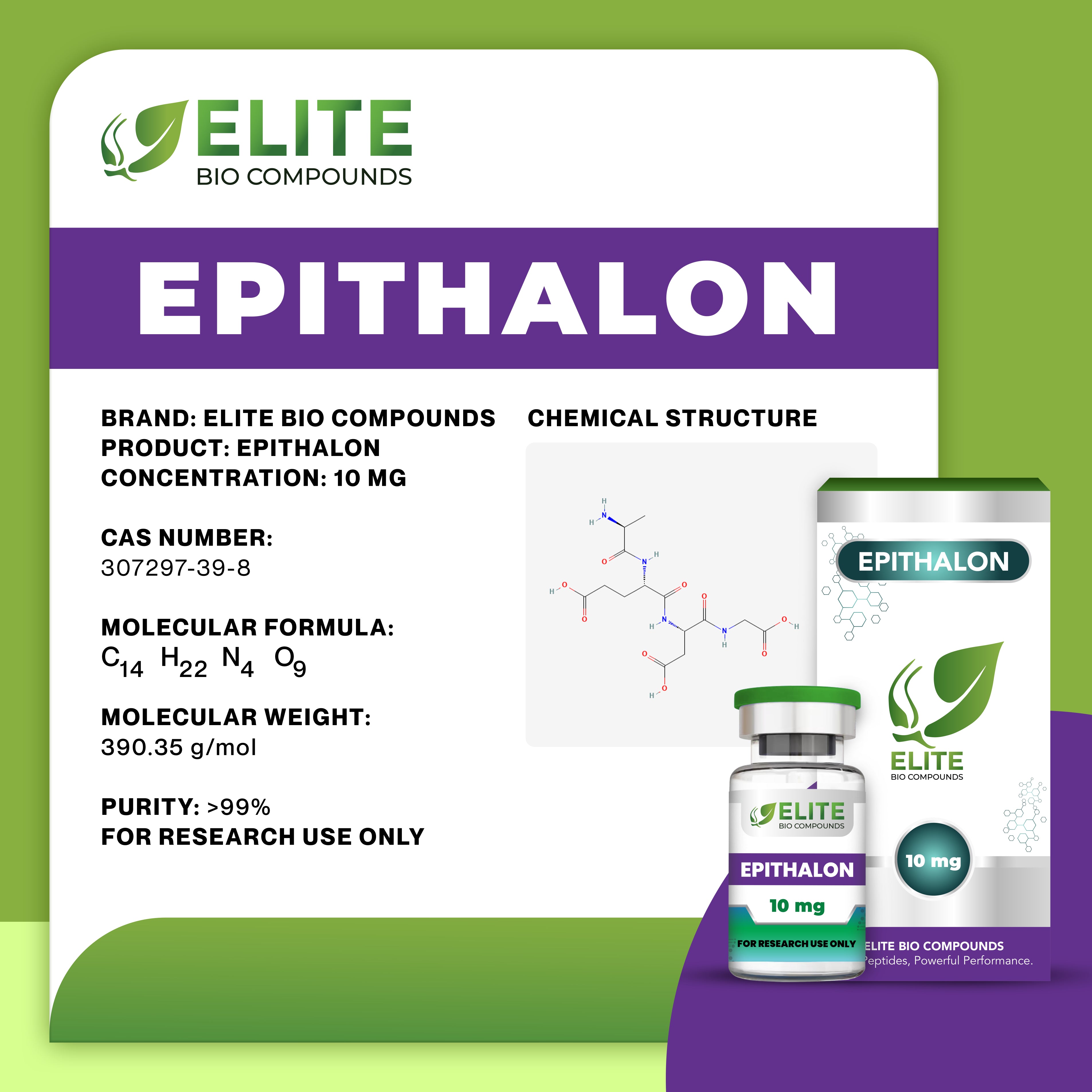 Epithalon (10 mg) | Telomere Support, Cellular Health & Healthy Aging | COA Verified