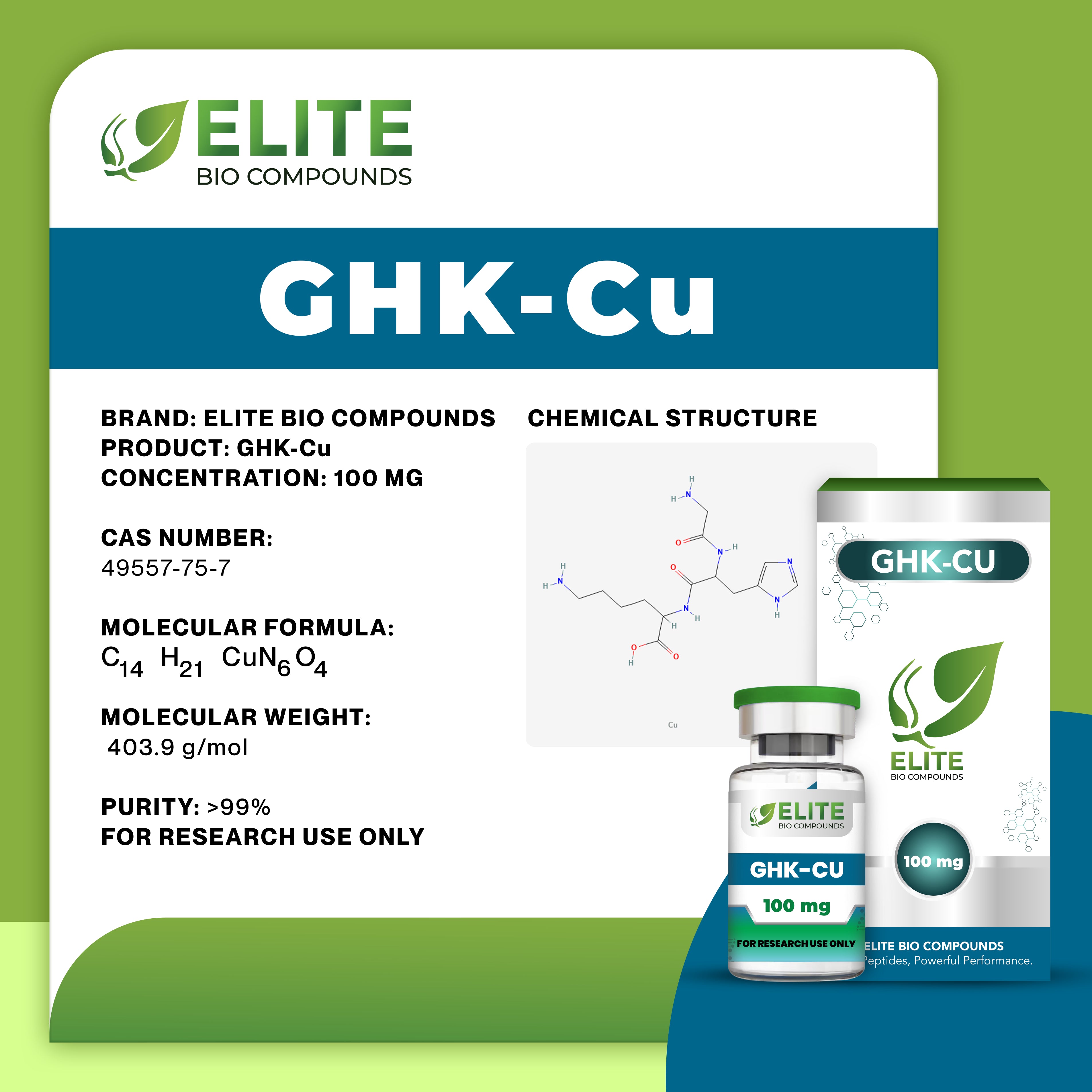 GHK-Cu (100 mg) | Hair & Skin Support, Collagen Boost & Anti-Aging Benefits | COA Verified