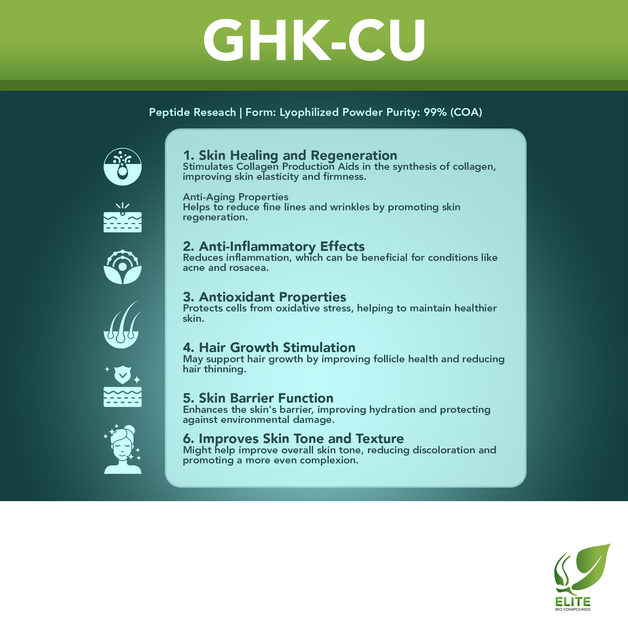 GHK-Cu (100 mg) | Hair & Skin Support, Collagen Boost & Anti-Aging Benefits | COA Verified