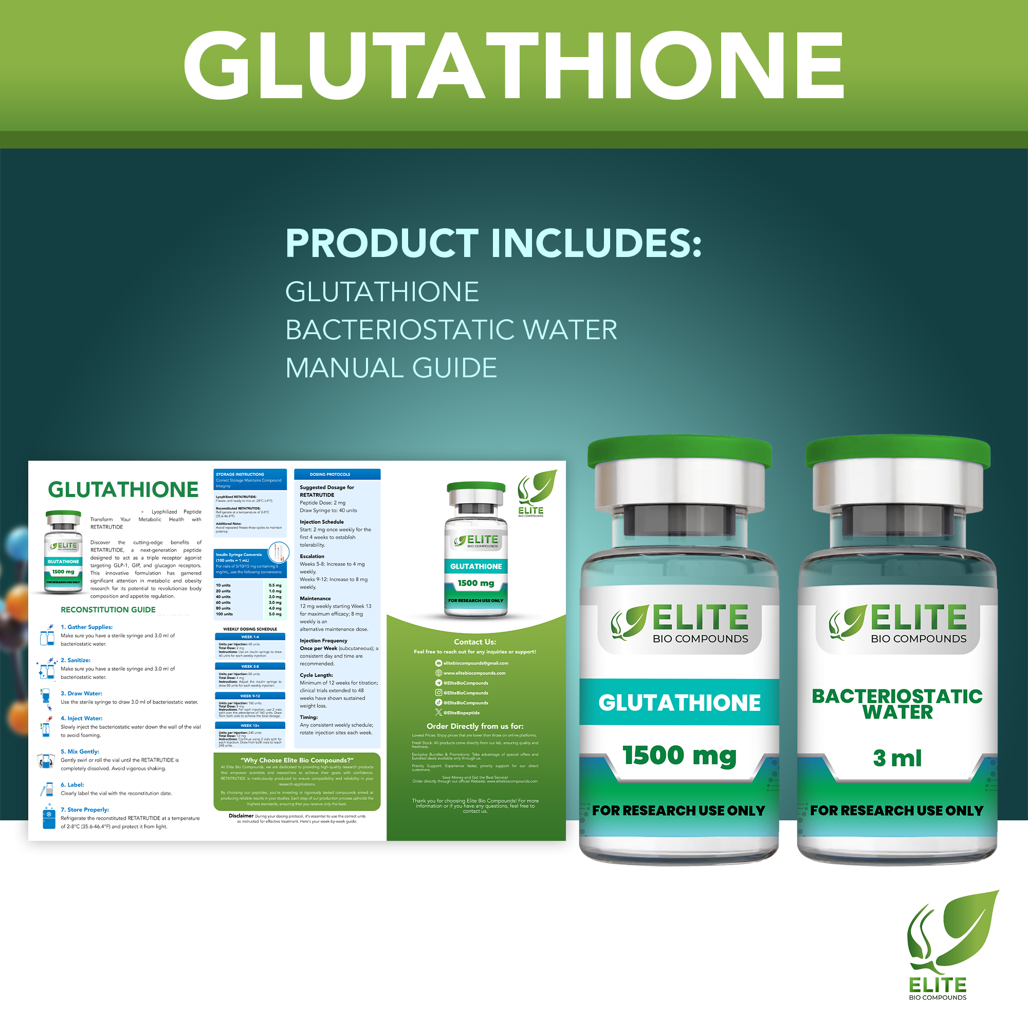 Glutathione (1500 mg) | Skin Brightening, Detox & Immune Support | COA ELITE BIO COMPOUNDS Glutathione (1500 mg) | Skin Brightening, Detox & Immune Support | COA ELITE BIO COMPOUNDS