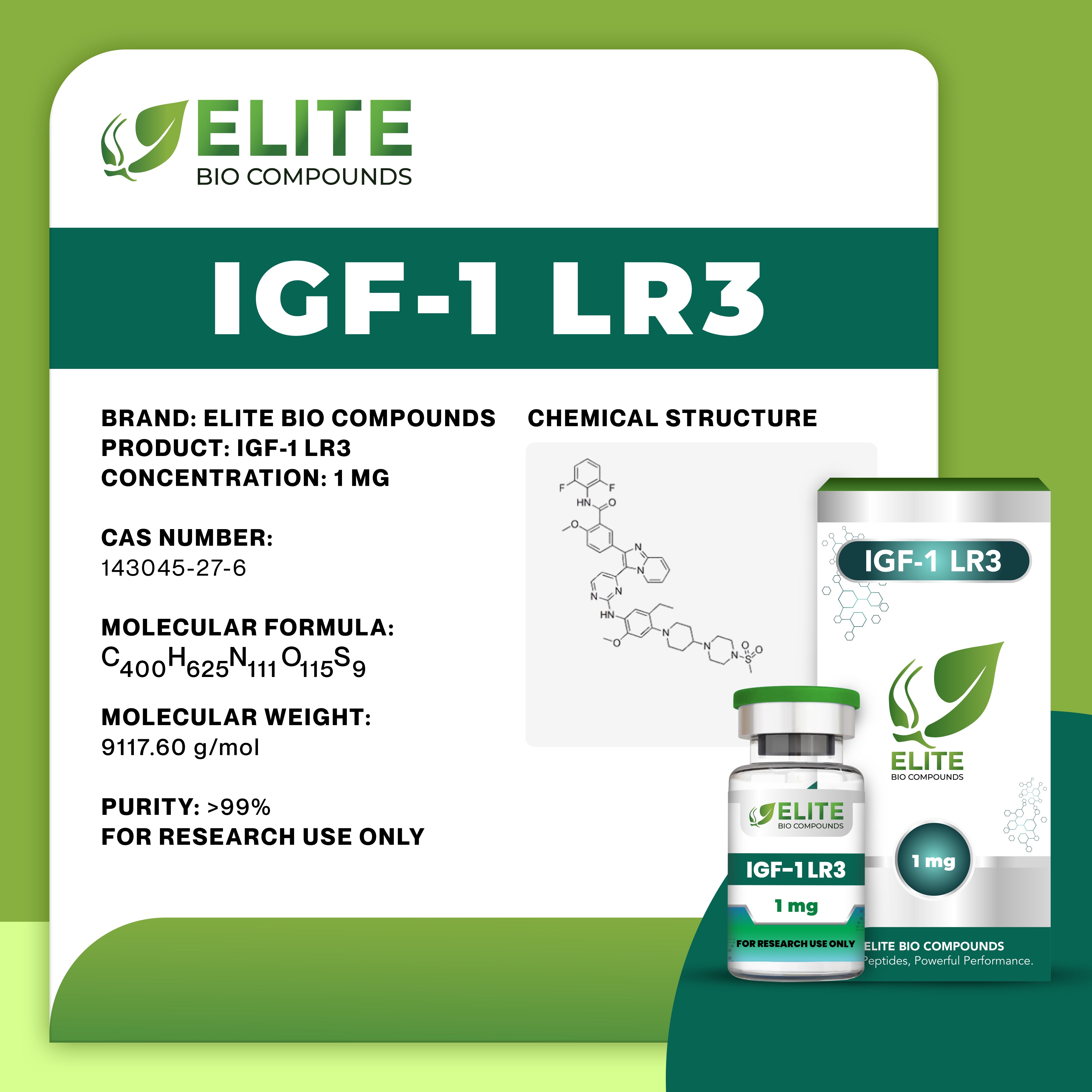 IGF-1 LR3 (1 mg) | Muscle Development, Recovery & Cellular Regeneration | COA Verified