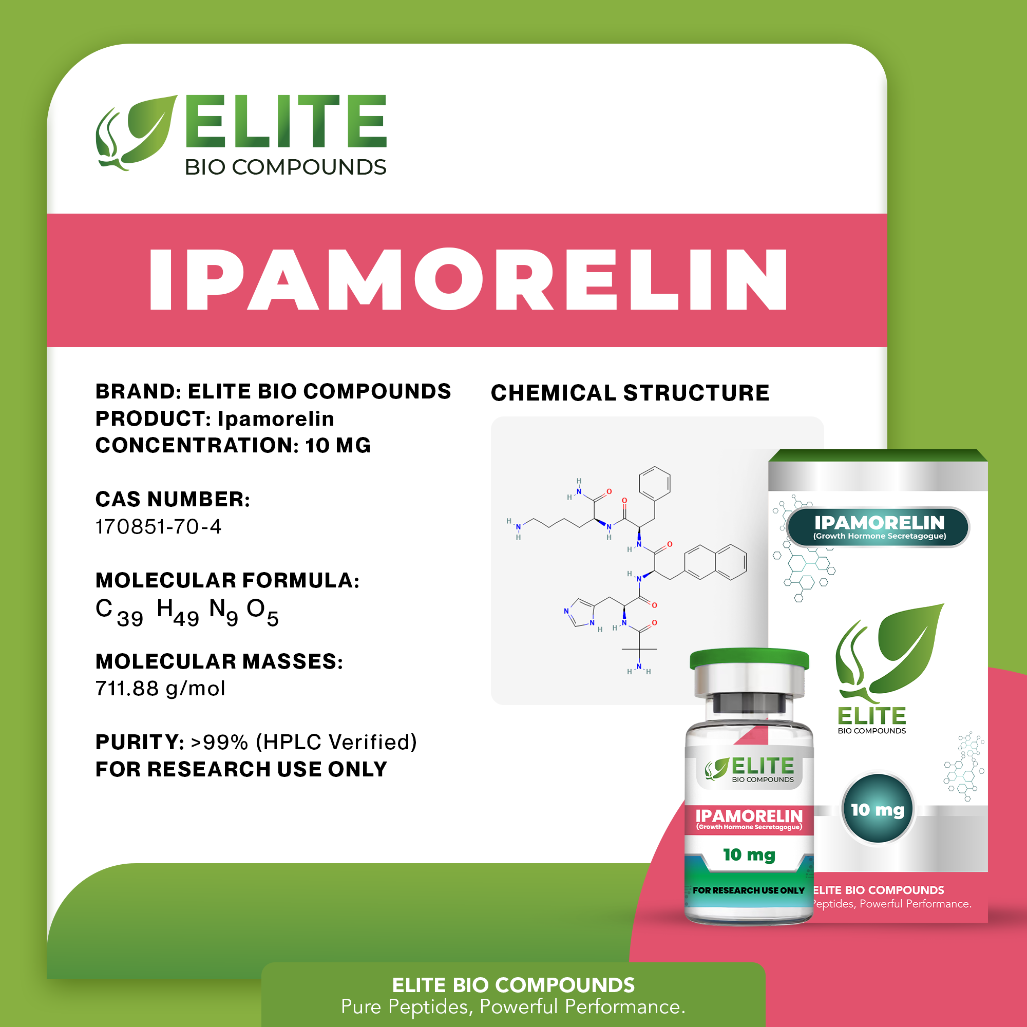 Ipamorelin (10 mg) | Growth Hormone Release & Recovery Support | COA Verified