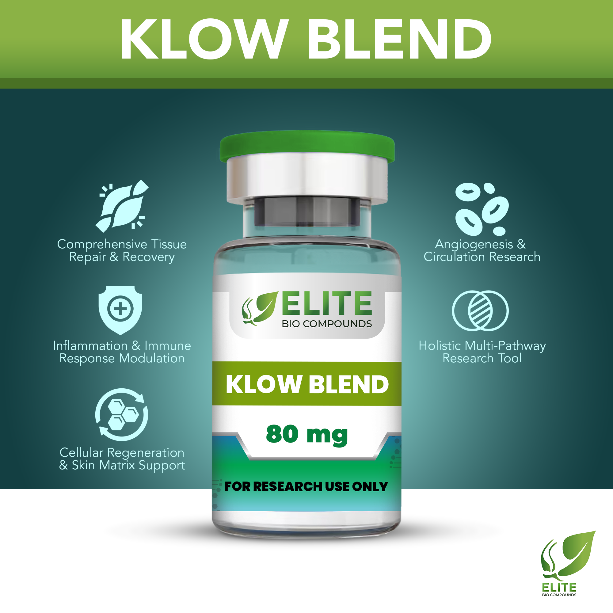 KLOW (80 mg) | Advanced Peptide Blend: GHK-Cu, BPC-157, TB-500 & KPV | COA Verified