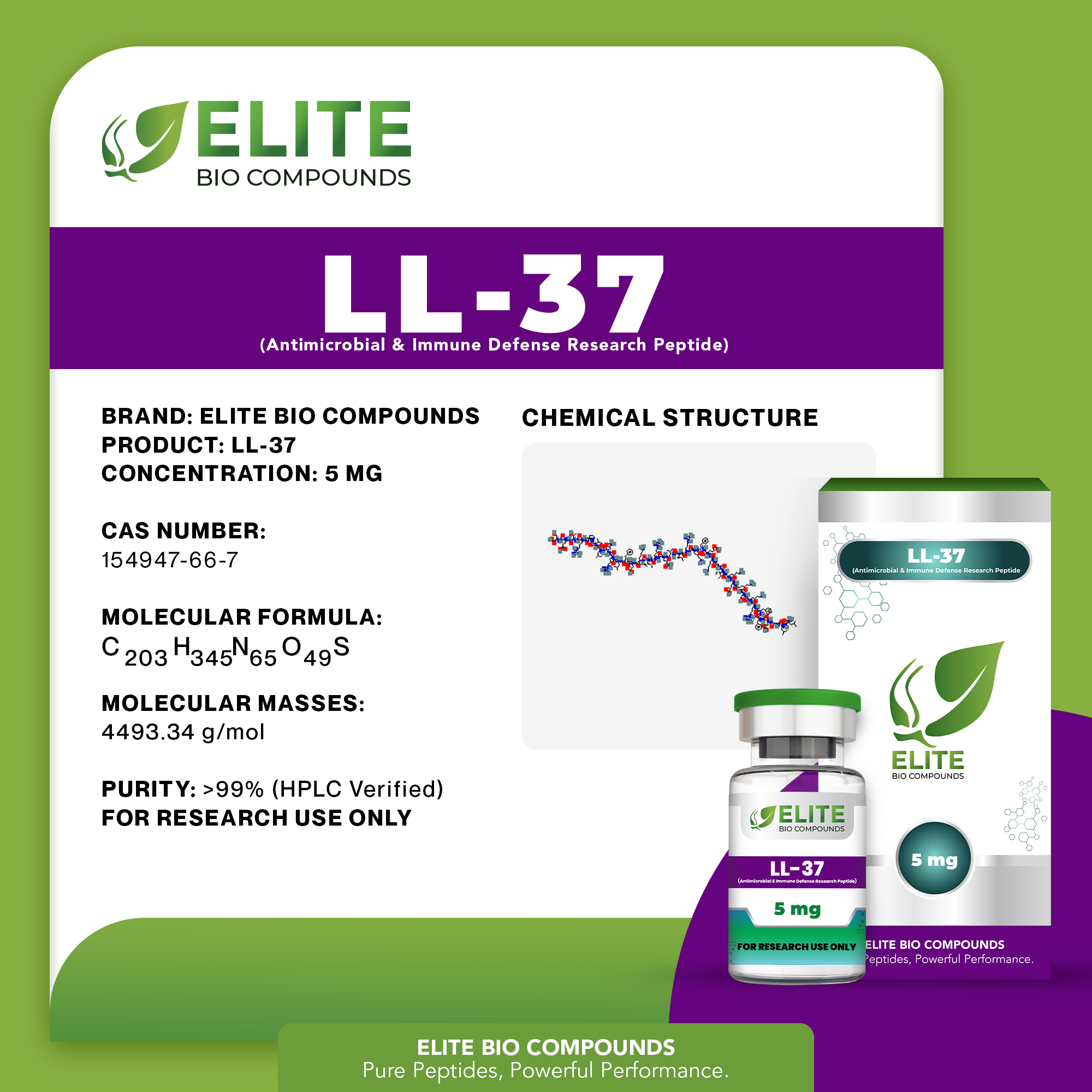LL-37 (5 mg) | Immune & Skin Defense Peptide | COA Verified