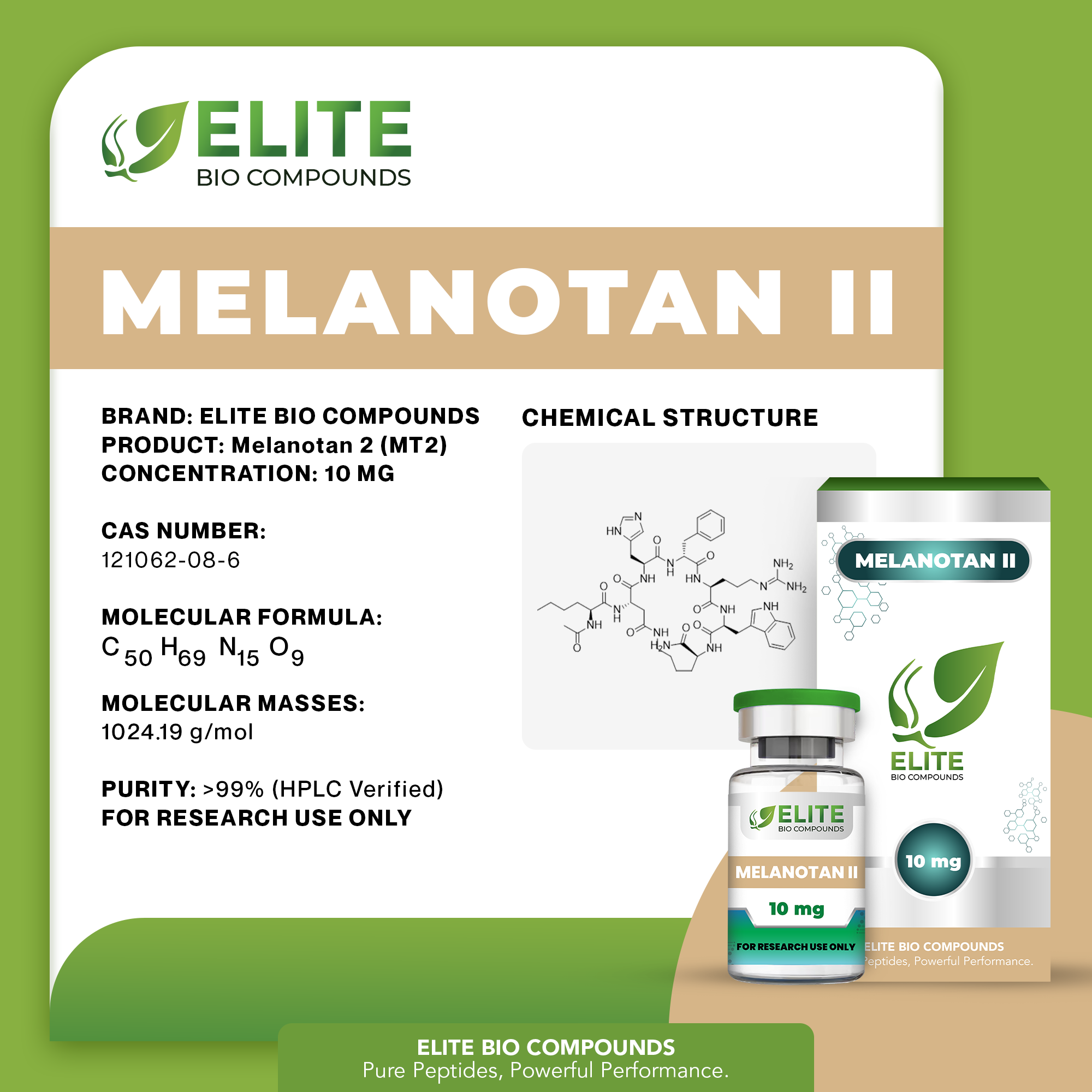 Melanotan II (10 mg) | Melanocortin Peptide | Skin Pigmentation Support | COA Verified