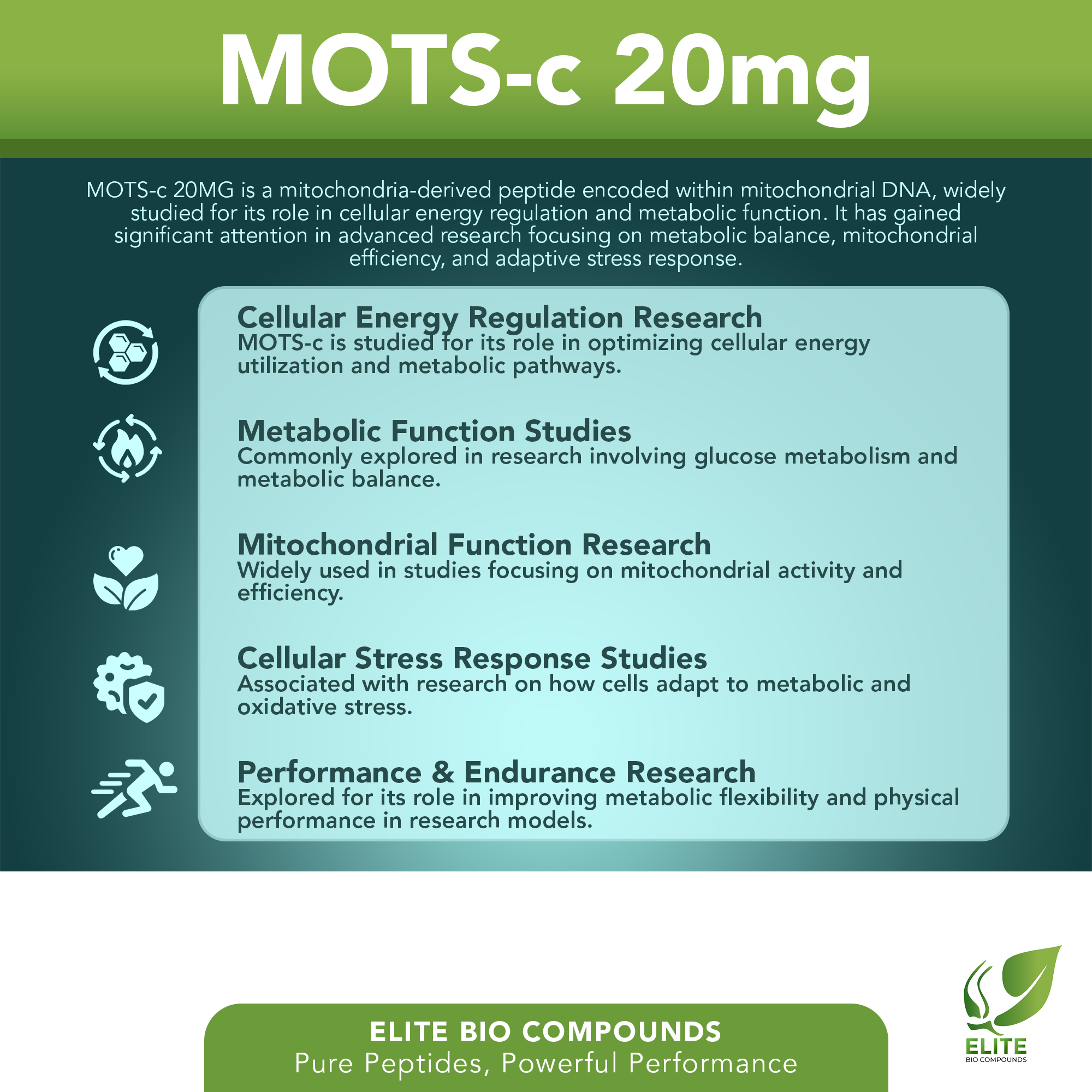 MOTS-c 20mg – Energy Optimization, Vitality & Wellness Formula | COA Verified