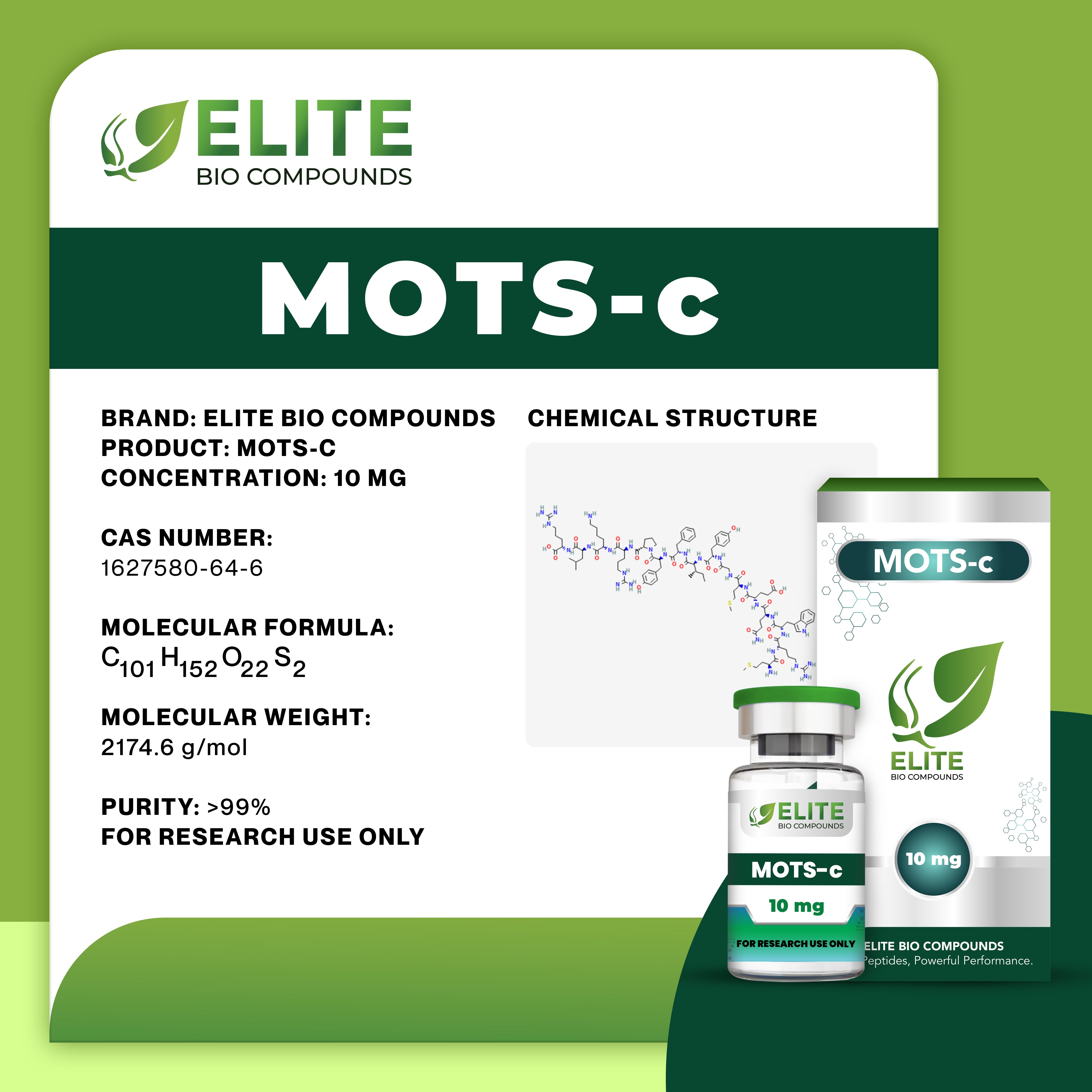 MOTS-c (10 mg) | Metabolism, Energy & Longevity | COA Verified