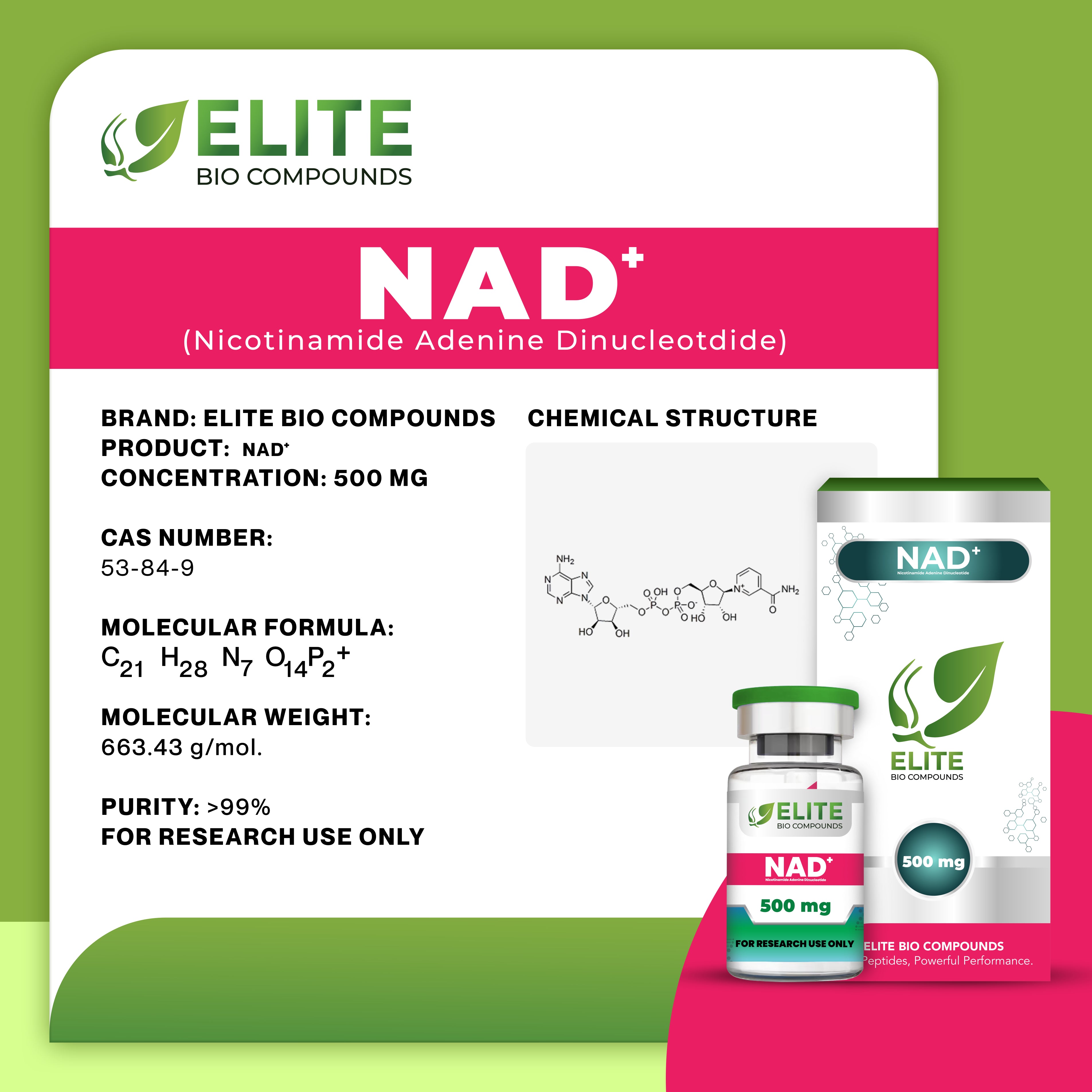 NAD+ (500 mg) | Boost Cellular Energy, Anti-Aging & DNA Repair Support | COA Verified