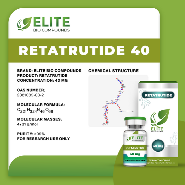 Retatrutide 40 mg | Advanced Metabolic Research Peptide | Triple Agonist | COA Verified | ≥99% Purity