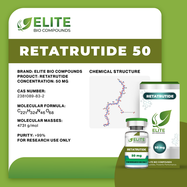 Retatrutide 50mg | High Potency GLP-1 GIP Glucagon Research Peptide | Advanced Metabolic Protocol | COA Verified | ≥99% Purity