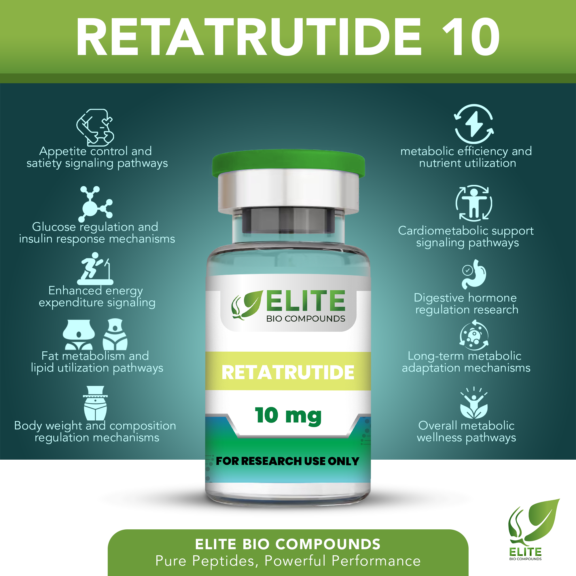 Retatrutide 10mg | GLP-1 GIP Glucagon Triple Agonist Research Peptide | Metabolic & Longevity Study | COA Verified | ≥99% Purity