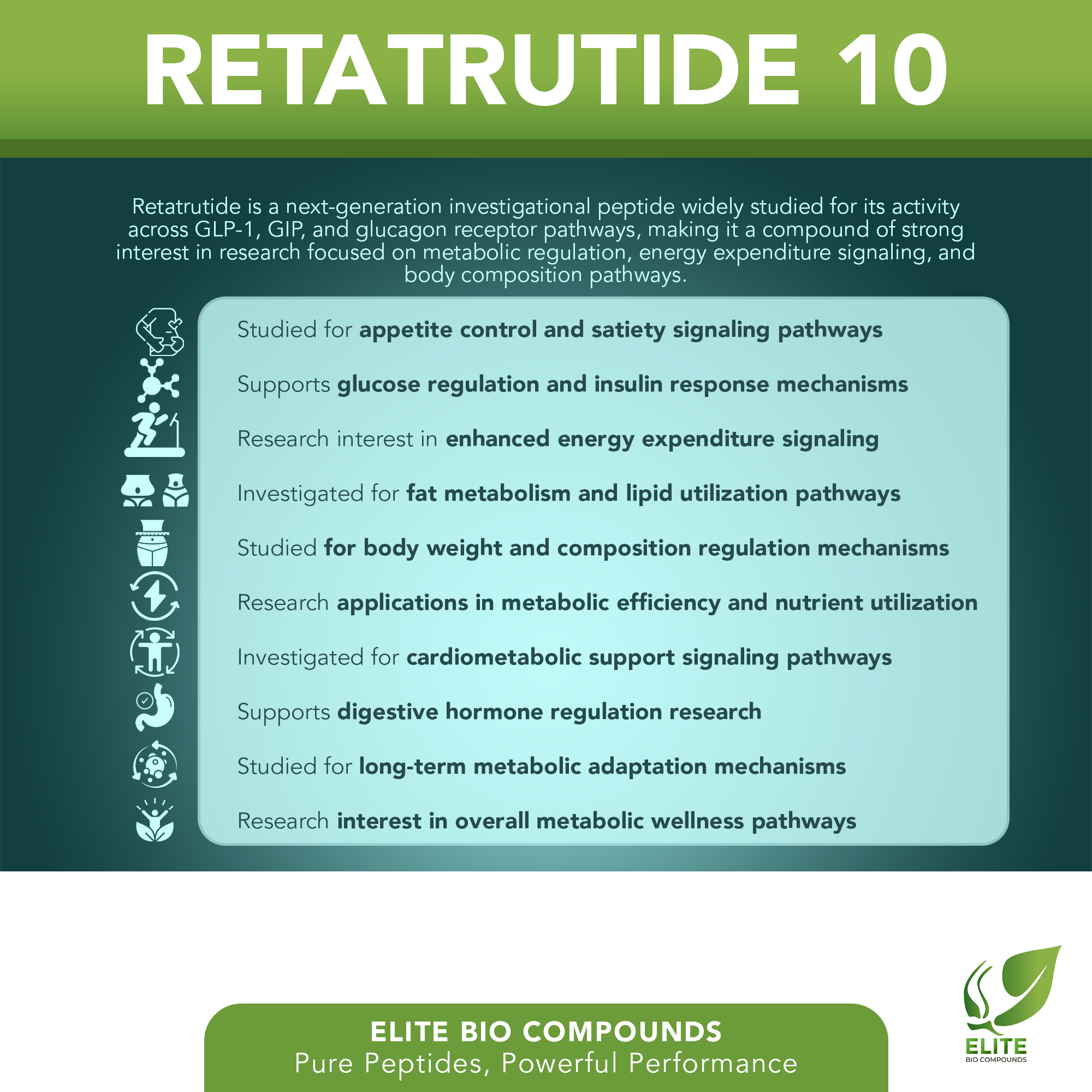 Retatrutide 10mg | GLP-1 GIP Glucagon Triple Agonist Research Peptide | Metabolic & Longevity Study | COA Verified | ≥99% Purity