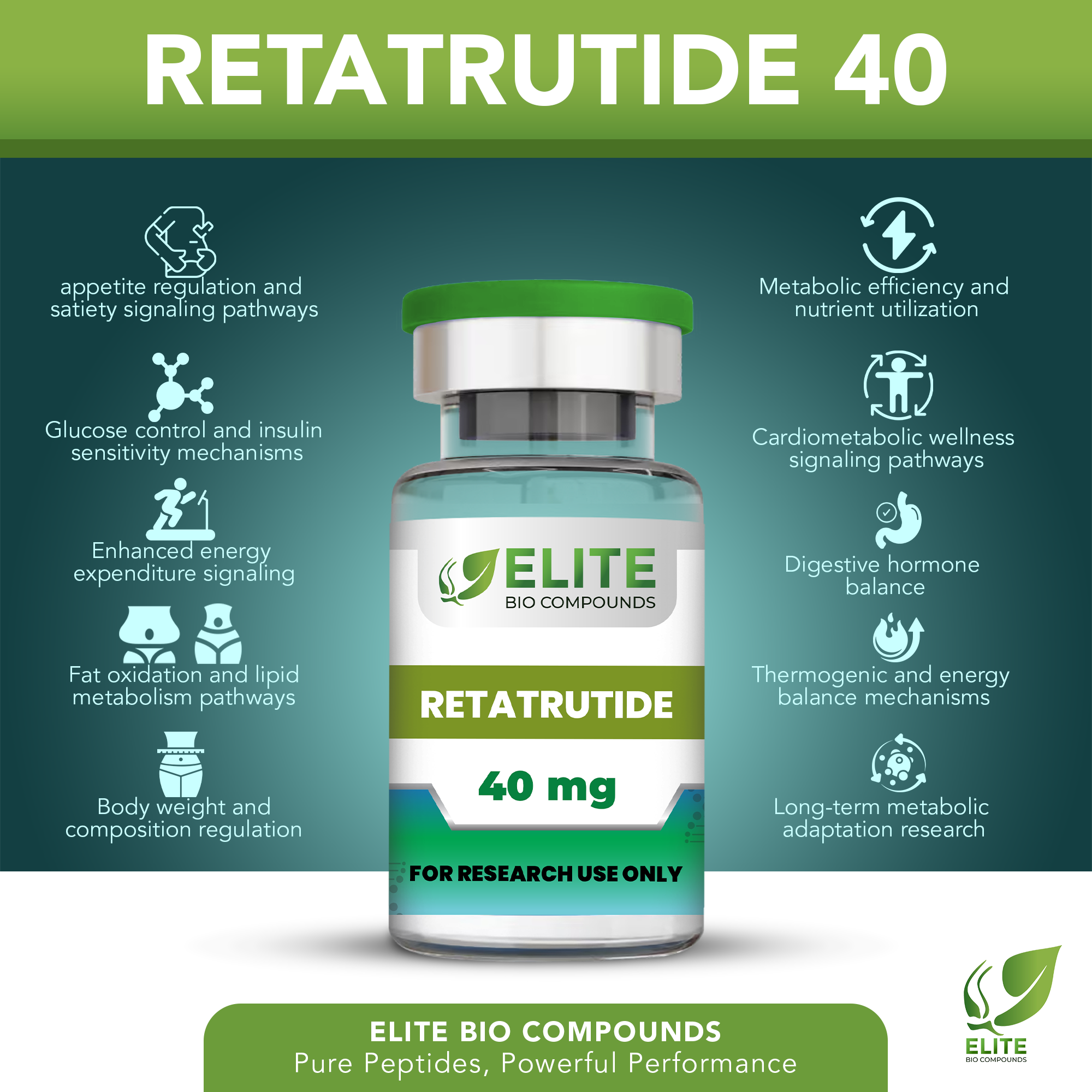 Retatrutide 40 mg | Advanced Metabolic Research Peptide | Triple Agonist | COA Verified | ≥99% Purity
