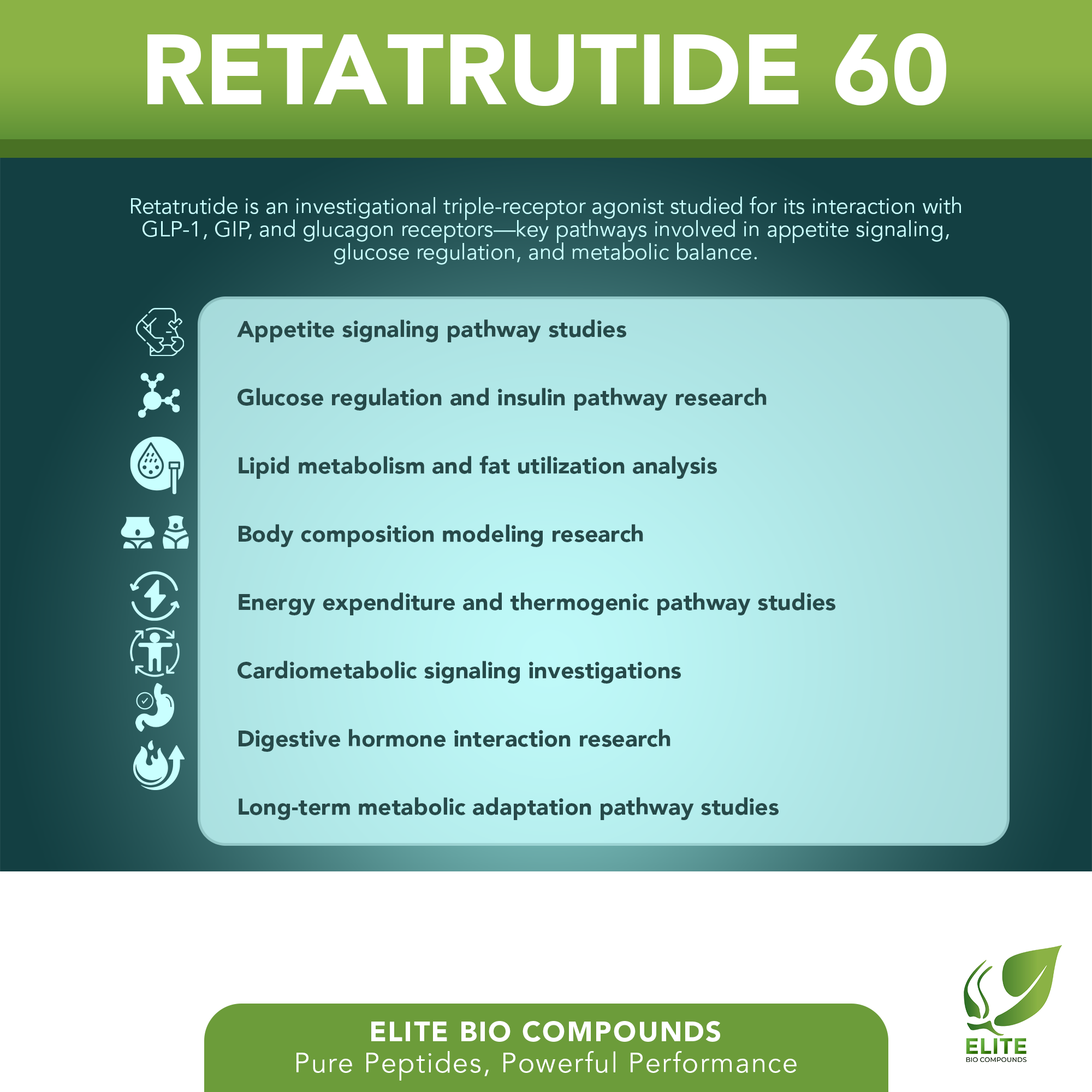 Retatrutide 60mg | Maximum Strength Triple Agonist Research Peptide | Metabolic & Energy Regulation Study | COA Verified | ≥99% Purity