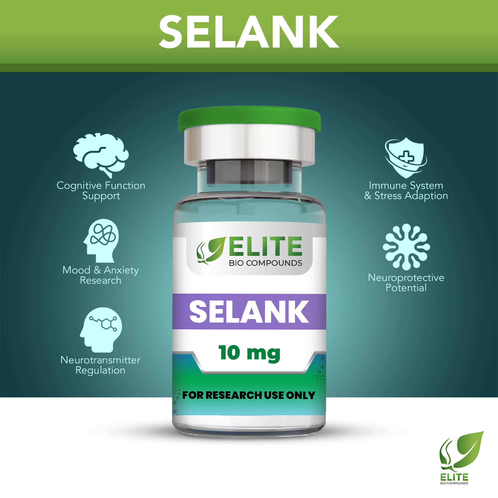 Selank (10 mg) | Cognitive Enhancement, Stress Relief & Neural Support | COA Verified