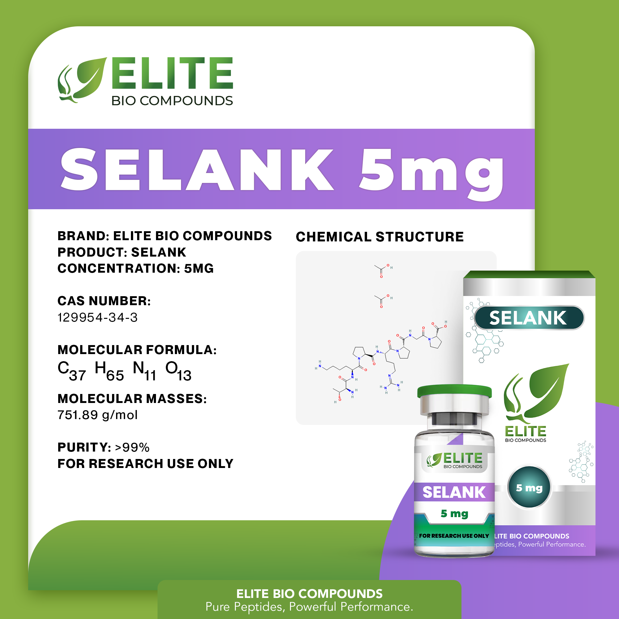 Selank 5mg – Mental Clarity & Calm Support | COA Verified