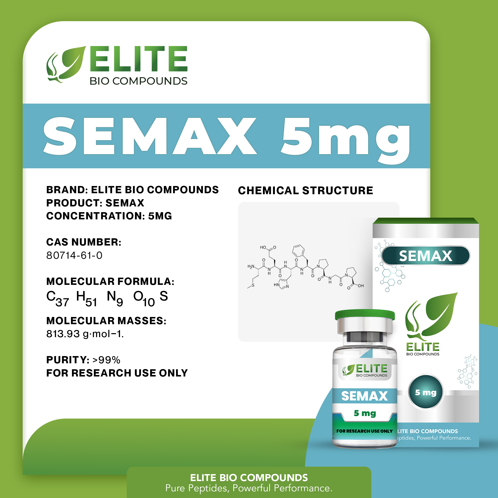 Semax 5mg – Neural Wellness & Mental Performance Formula | COA Verified