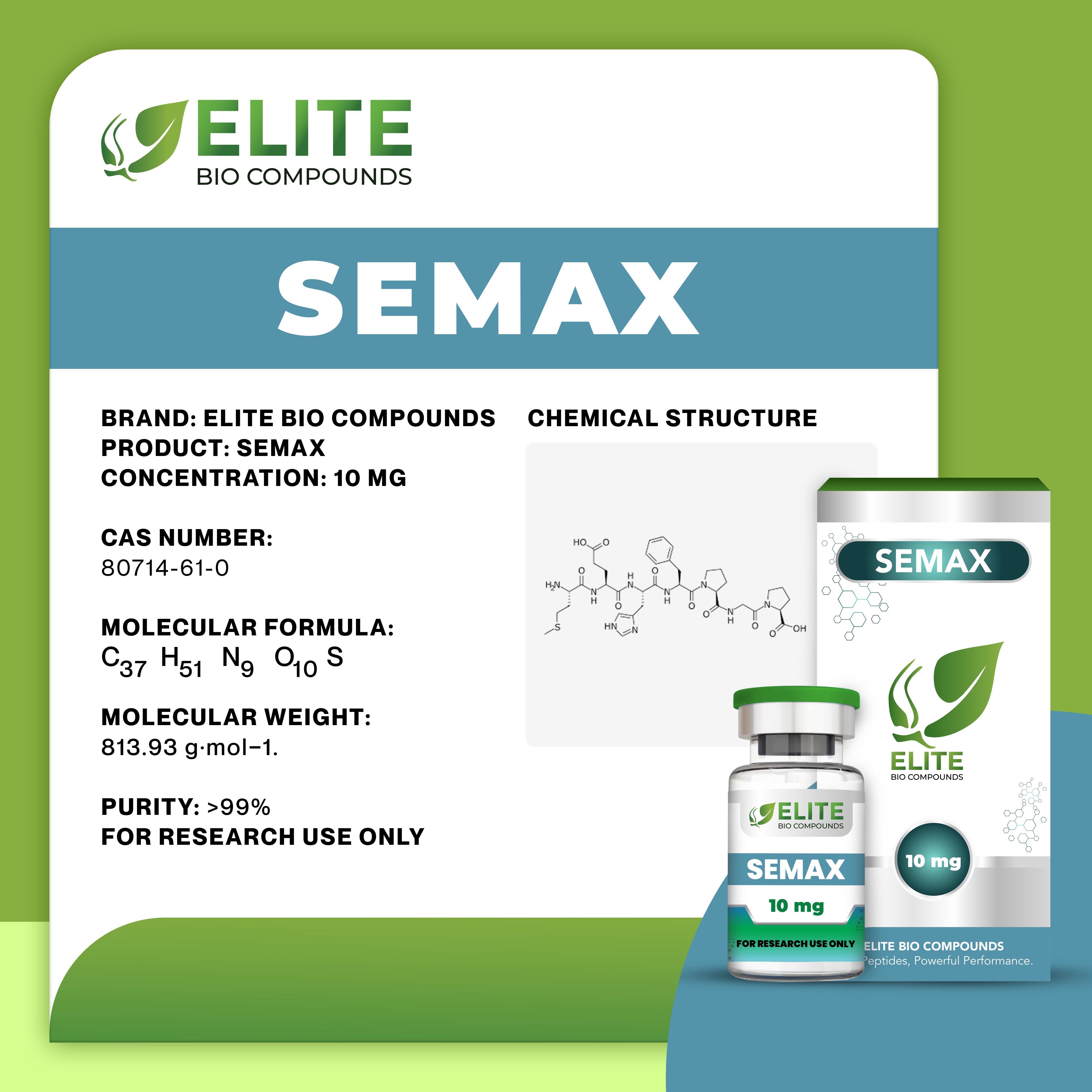 Semax (10 mg) | Cognitive Performance, Focus & Neural Support | COA Verified