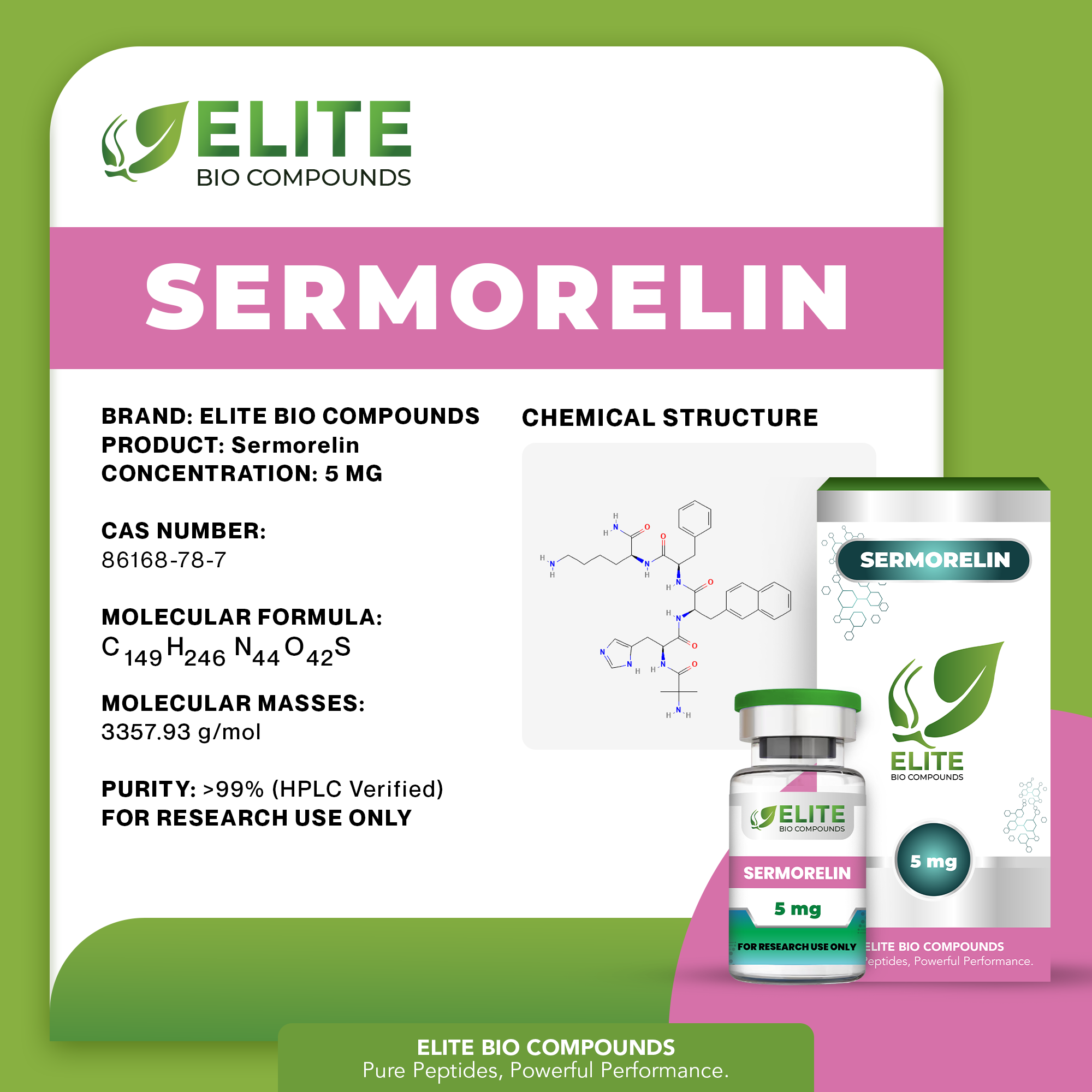 Sermorelin (5 mg) | Growth Hormone Support Peptide | COA Verified