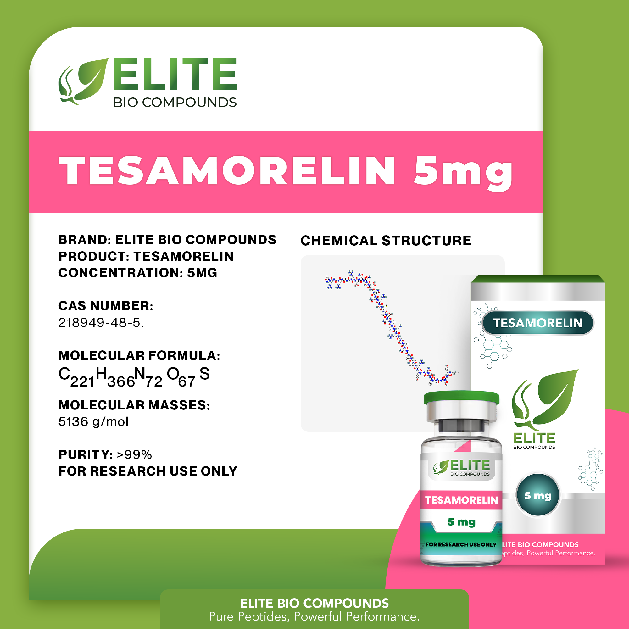 Tesamorelin 5mg – Advanced Body Composition & Metabolic Wellness Formula | COA Verified App