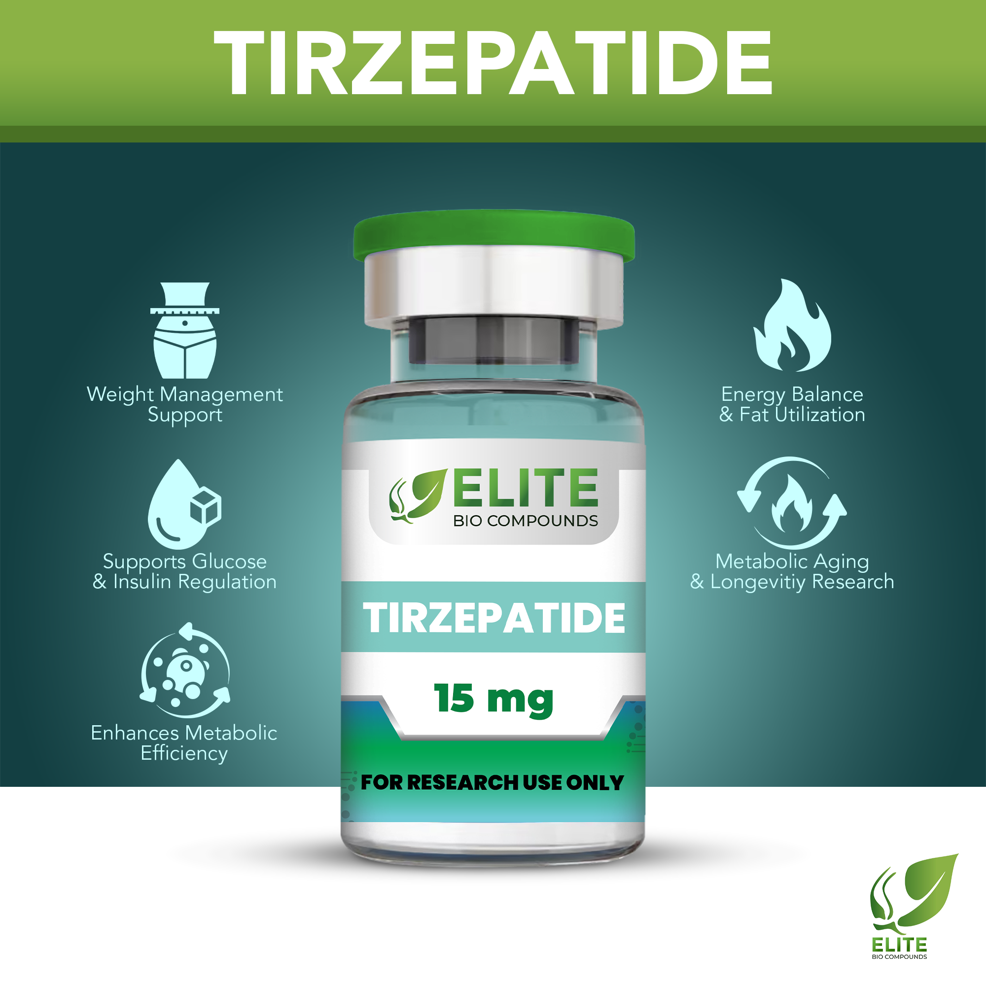 TIRZEPATIDE (15 mg) | GLP-1 Dual Agonist for Weight Management | COA Verified