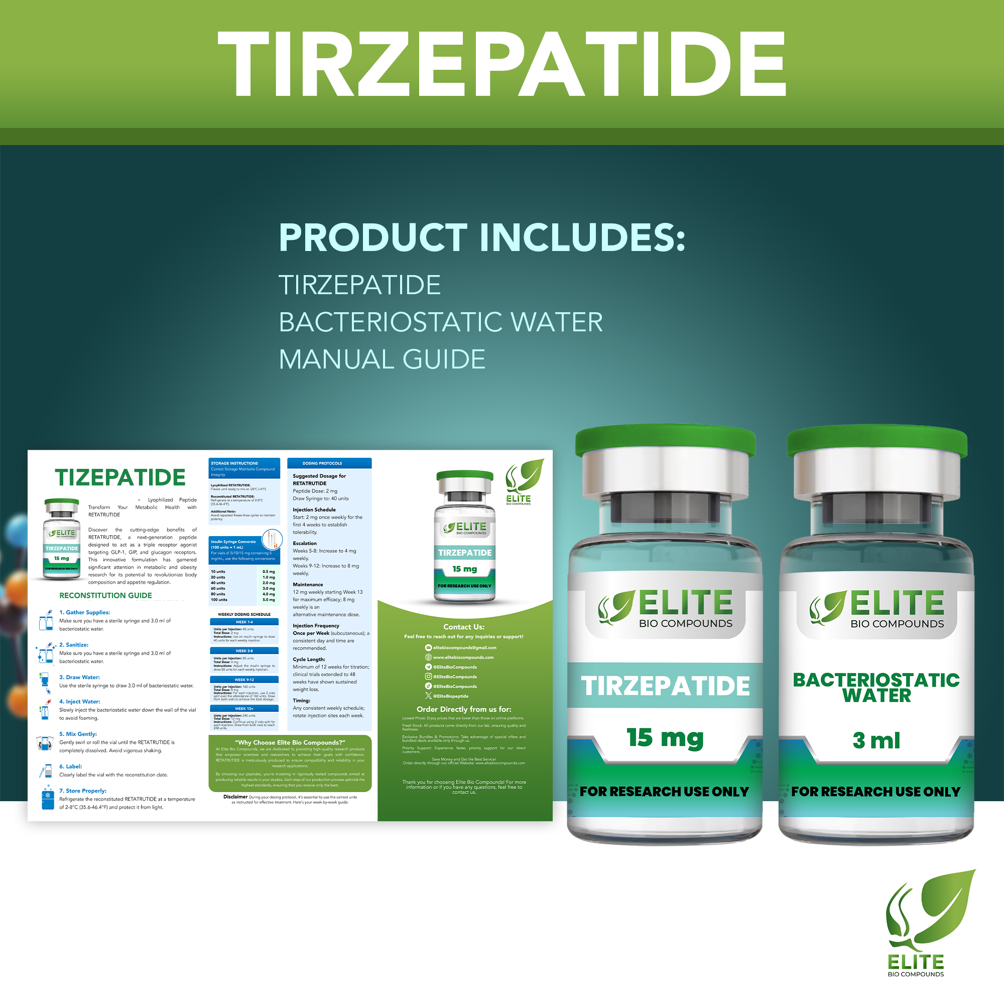 TIRZEPATIDE (15 mg) | GLP-1 Dual Agonist for Weight Management | COA Verified